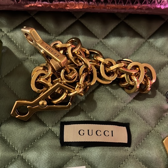 NWT Pink Shiny Gucci Horsebit ‘55 Anaconda Bag Comes with EVERYTHING - Picture 3 of 16